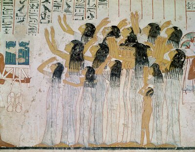 Weeping Women in a Funeral Procession, from the Tomb-Chapel of Ramose, Vizier and Governor of Thebes, New Kingdom, c.1360 BC by Egyptian 18th Dynasty